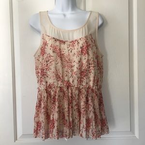 Lauren Conrad Ruffle Floral Tank Top medium